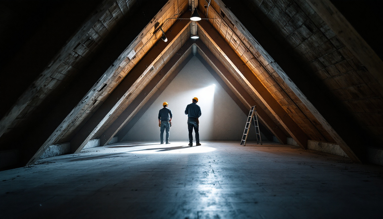 A photograph of a well-lit attic space showcasing innovative lighting solutions