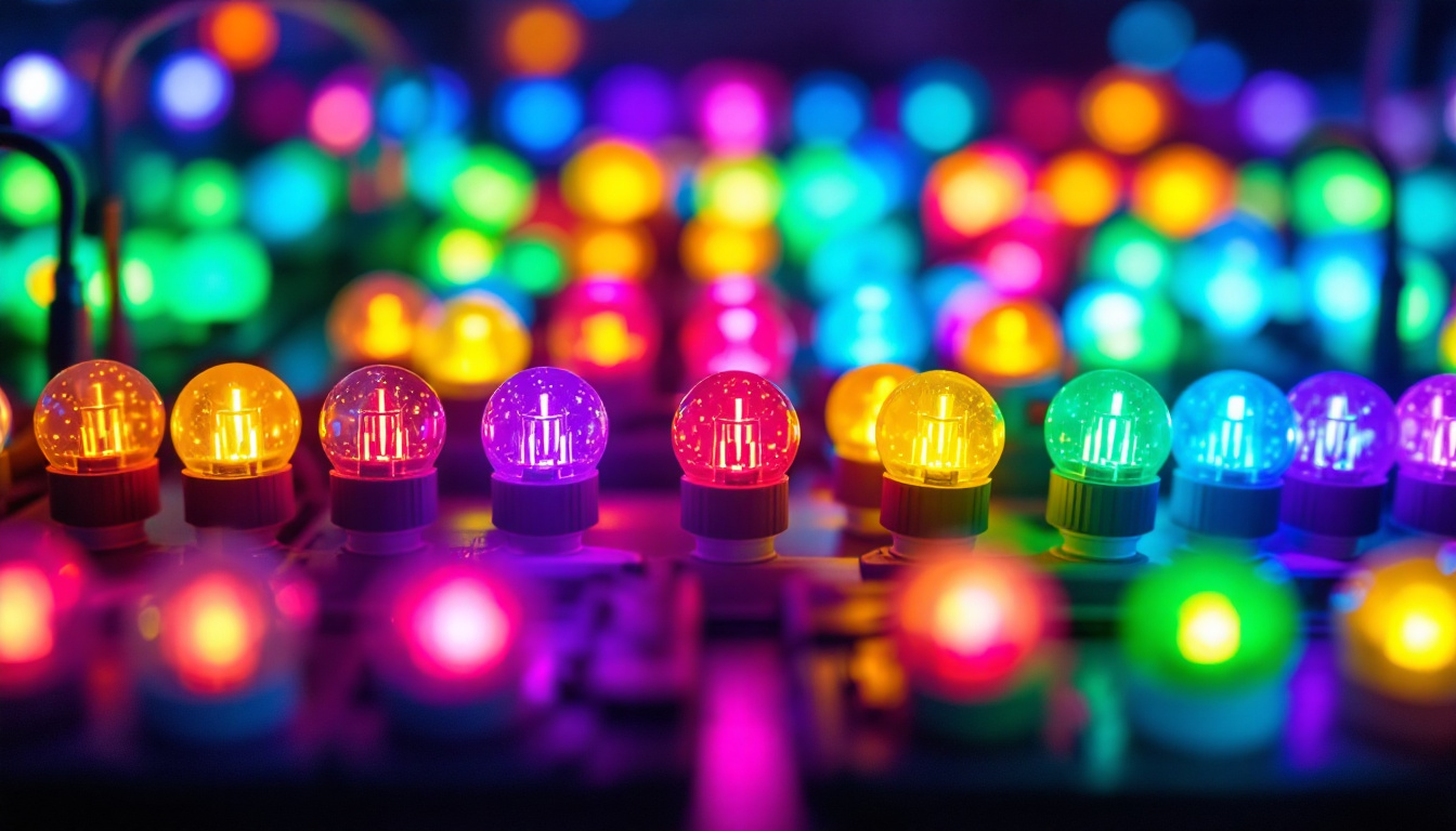 A photograph of a vibrant array of colored led lights in a modern electrical lighting setup