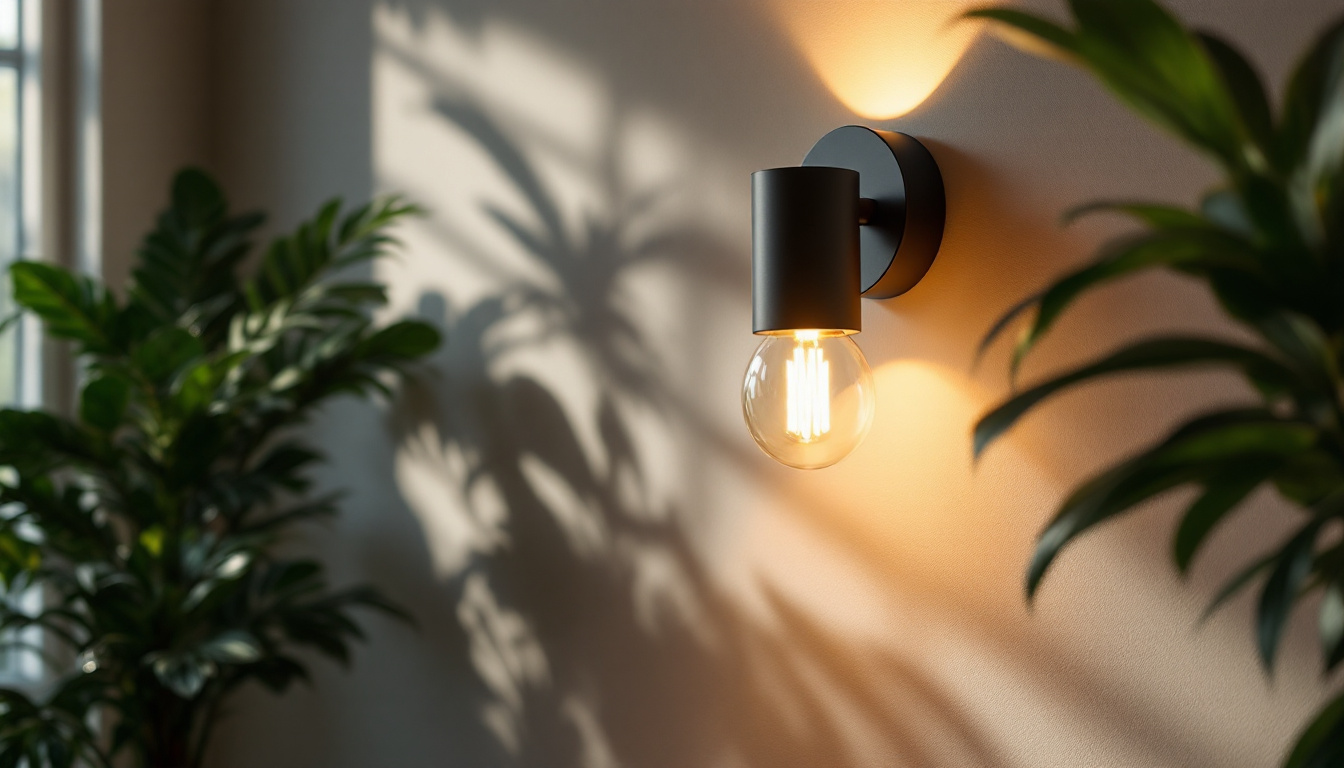 A photograph of a stylishly designed wall-mounted light fixture in a cozy interior setting