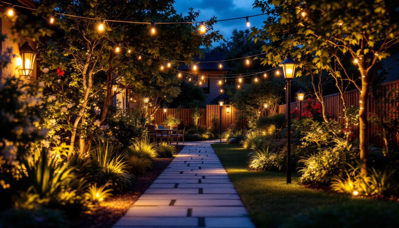 A photograph of a beautifully illuminated outdoor space at dusk