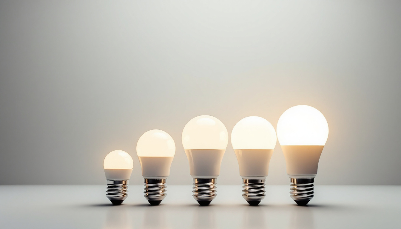 A photograph of a variety of light bulbs showcasing different base sizes