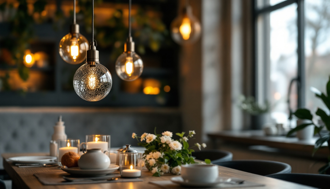A photograph of a beautifully arranged setting featuring elegant silver hanging lights
