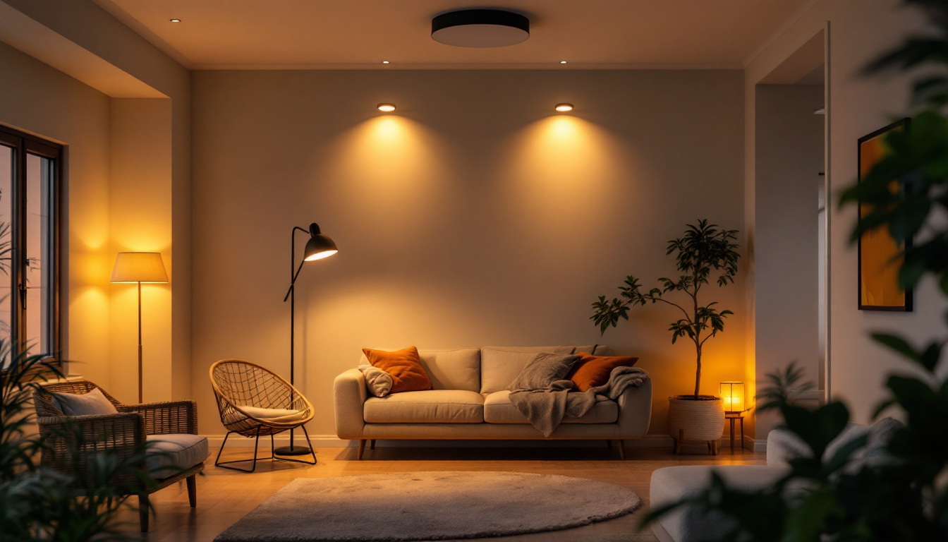A photograph of a well-lit indoor space showcasing various types of house lights