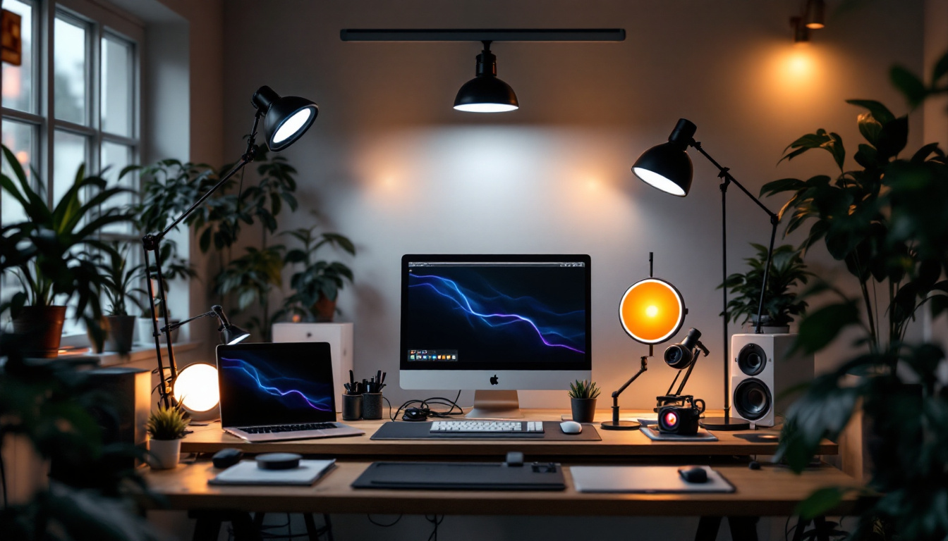 A photograph of a well-lit workspace showcasing an array of led magnetic lights in use