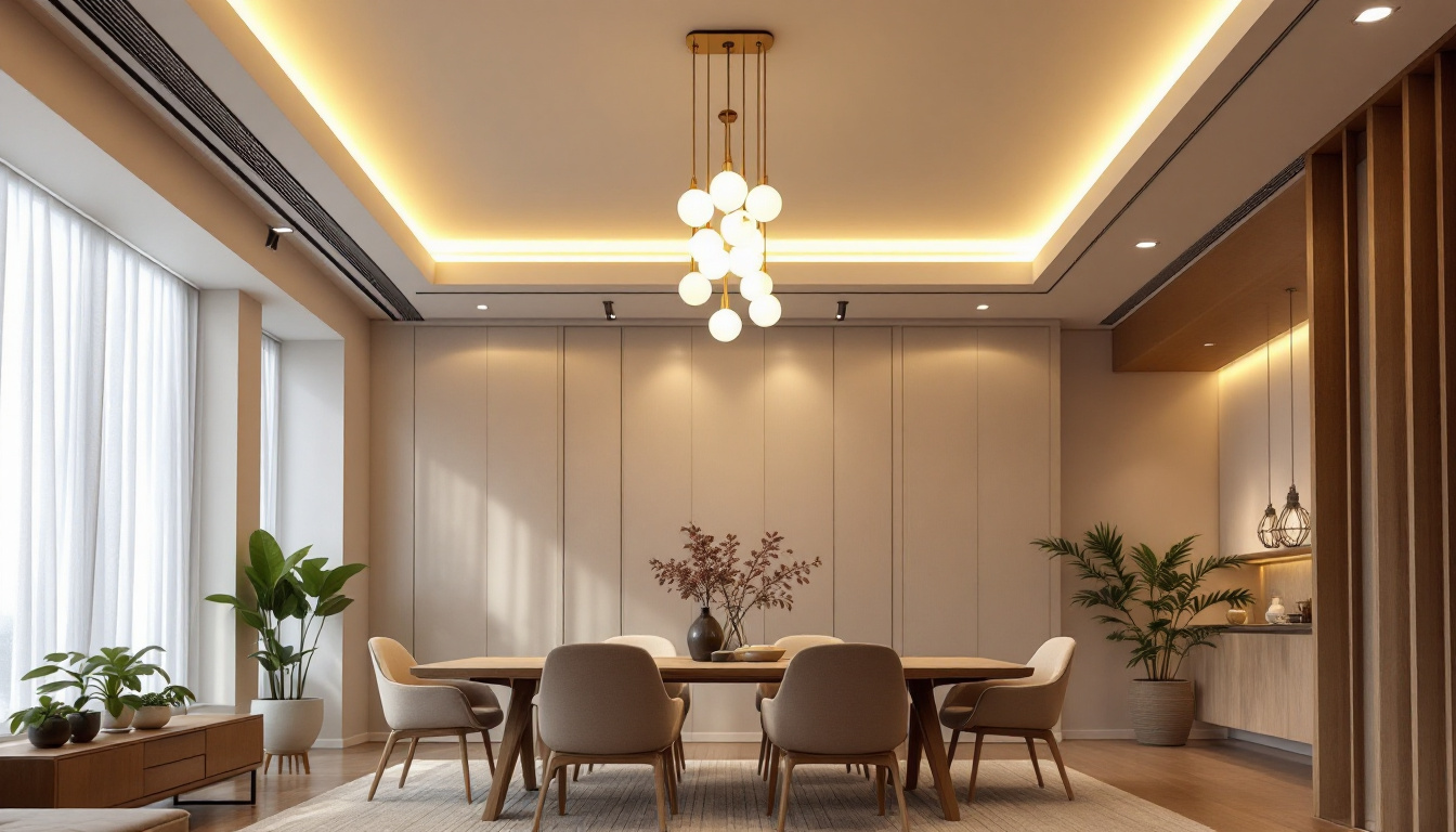 A photograph of a beautifully designed long ceiling light installation in a modern interior setting