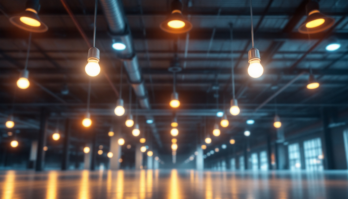 A photograph of a well-lit commercial or industrial space showcasing eight-foot led bulbs in action