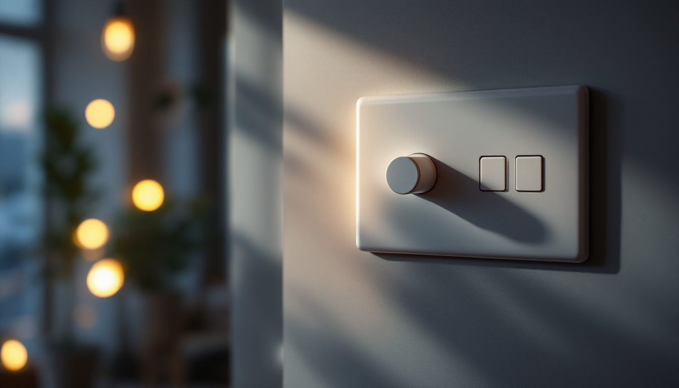 A photograph of a three-way switch installation in a stylishly lit room