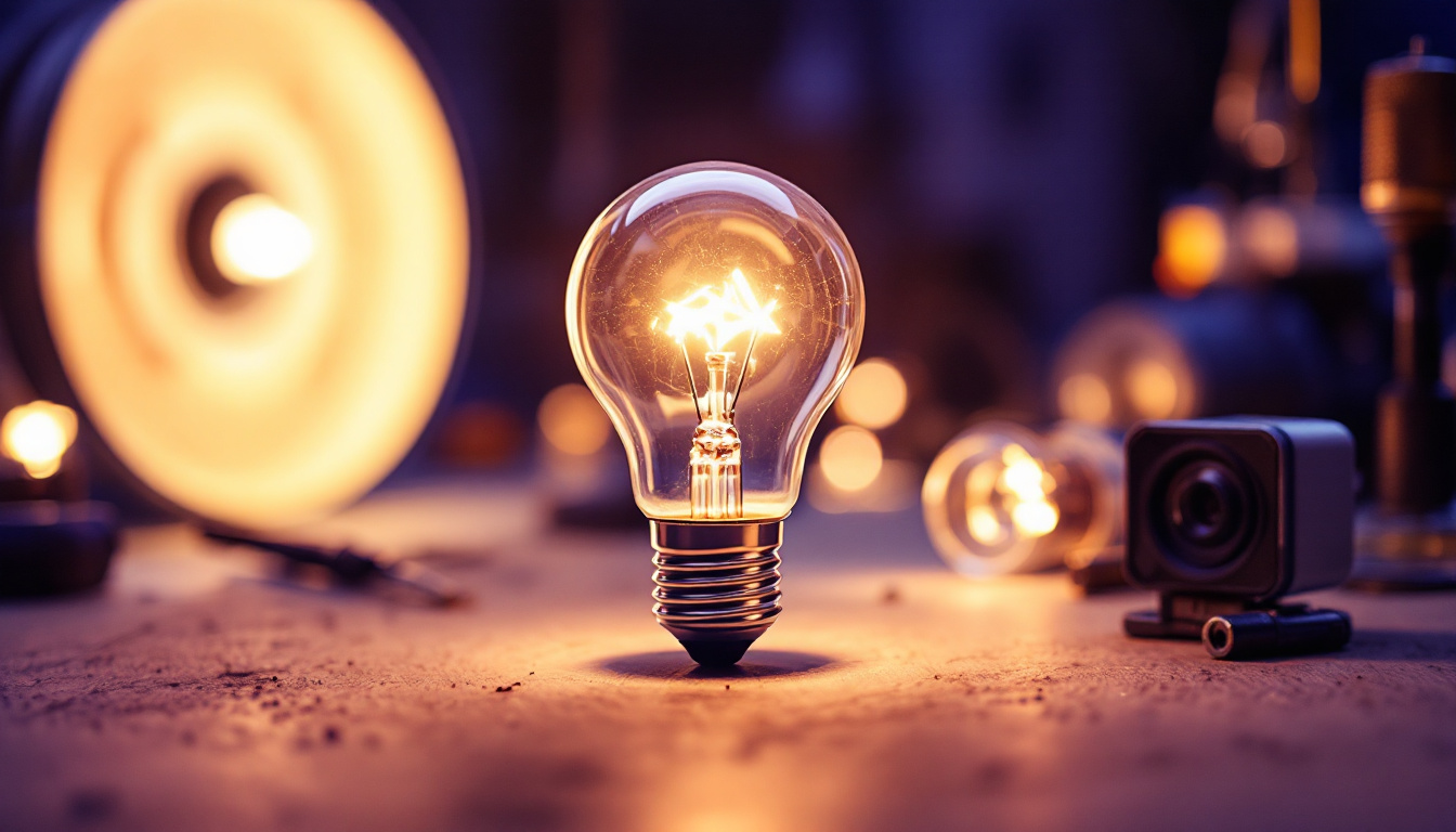 A photograph of a close-up shot of an e39 light bulb in a well-lit environment