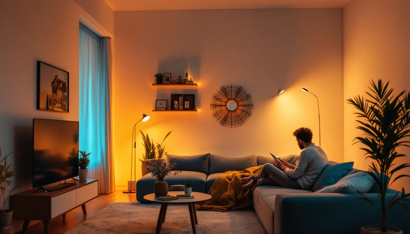 A photograph of a beautifully lit living space showcasing various led light installations