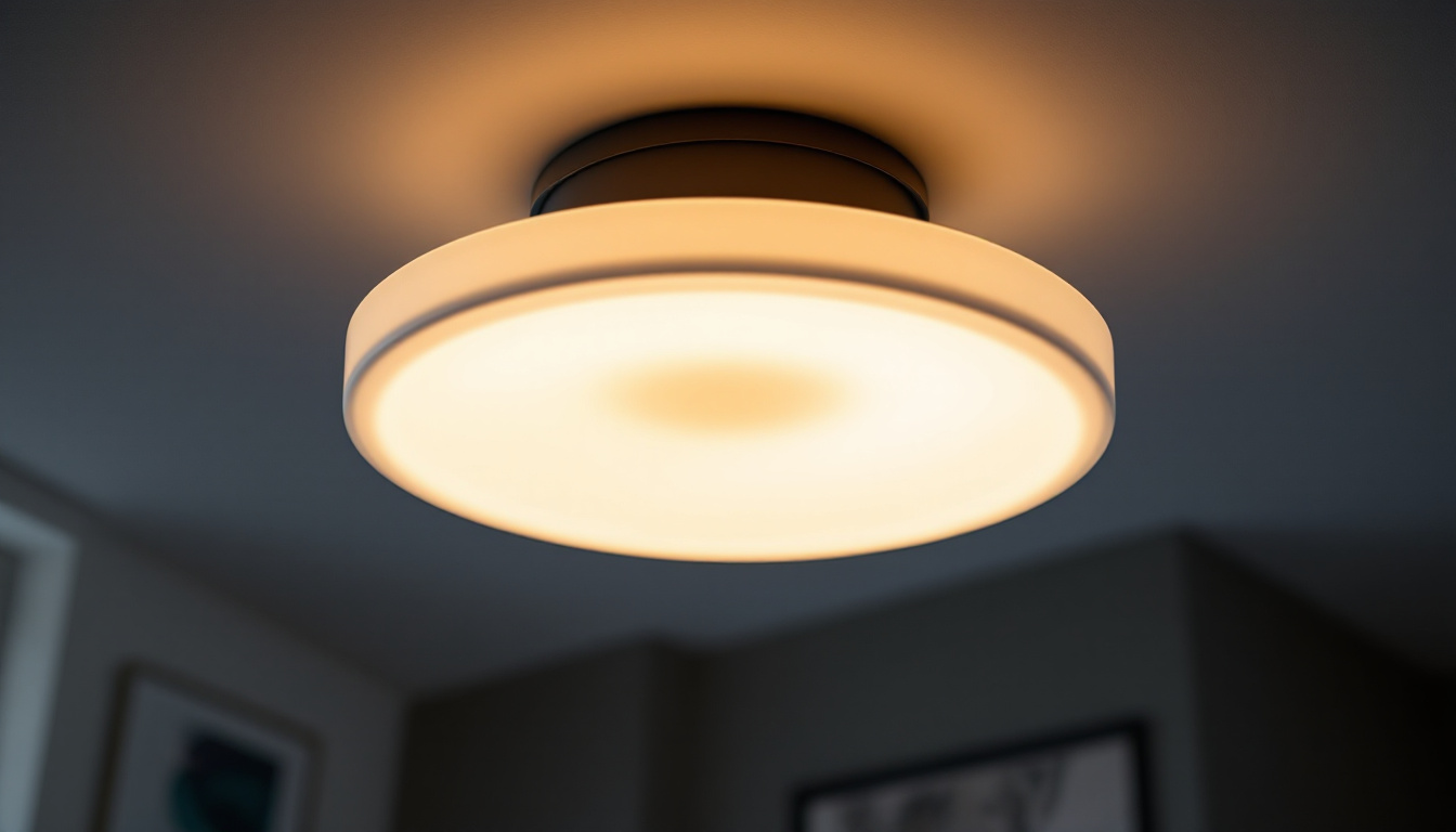 A photograph of a stylish semi flush mount ceiling light fixture installed in a modern living space