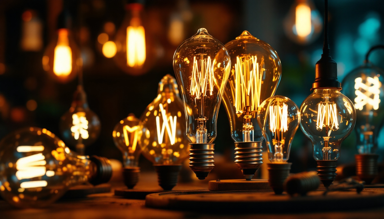 A photograph of an aesthetically pleasing arrangement of various antique light bulbs