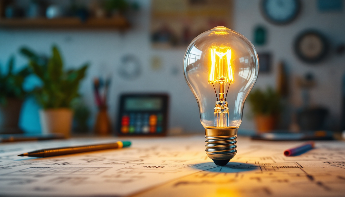 A photograph of a 40 w type b bulb illuminated in a cozy