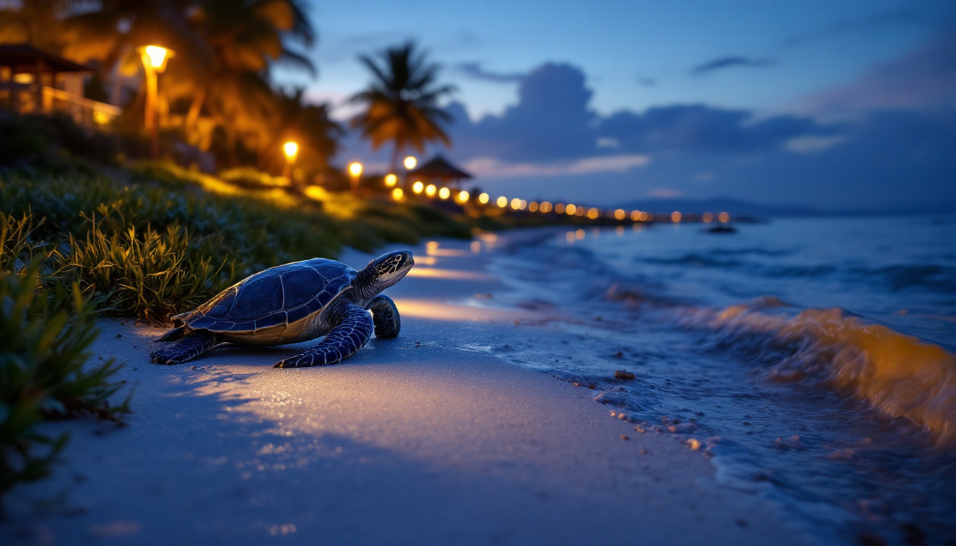 A photograph of a serene coastal scene at dusk