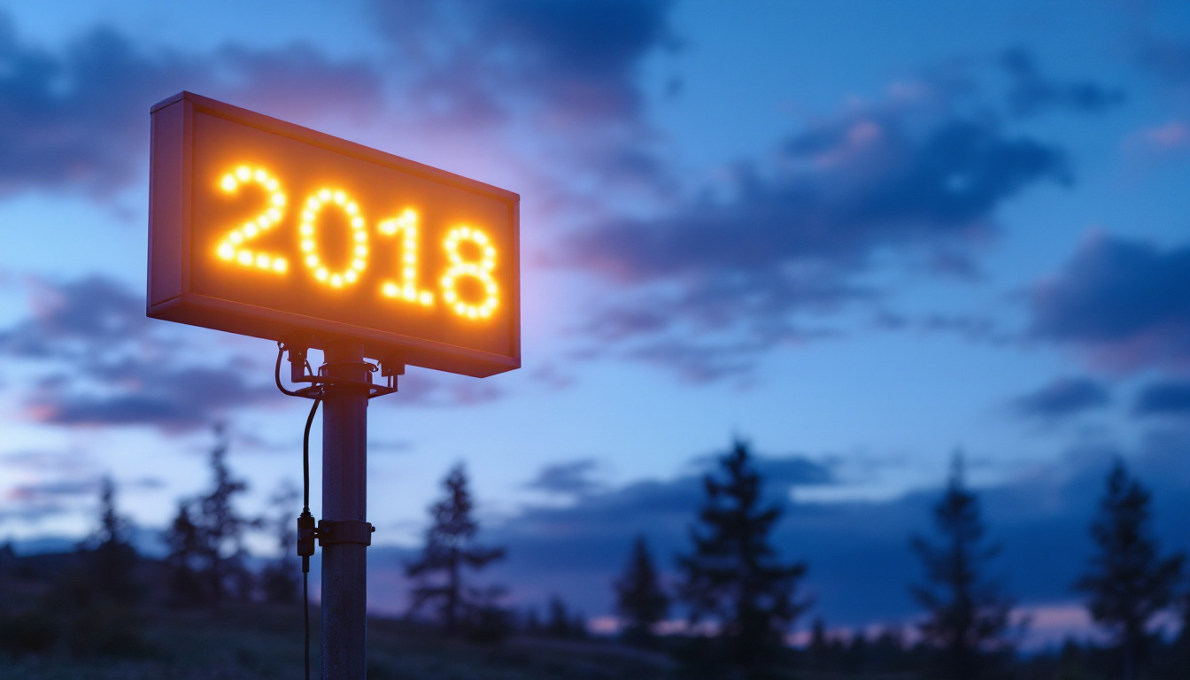 A photograph of a beautifully illuminated outdoor solar sign light in a scenic setting during dusk