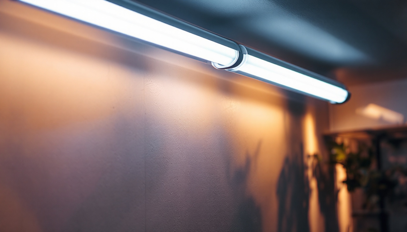A photograph of a well-lit interior space showcasing led t8 tube lights installed in a commercial or residential setting