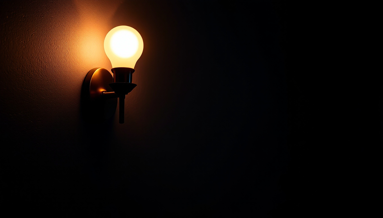 A photograph of a beautifully designed movie theater wall sconce illuminating a plush