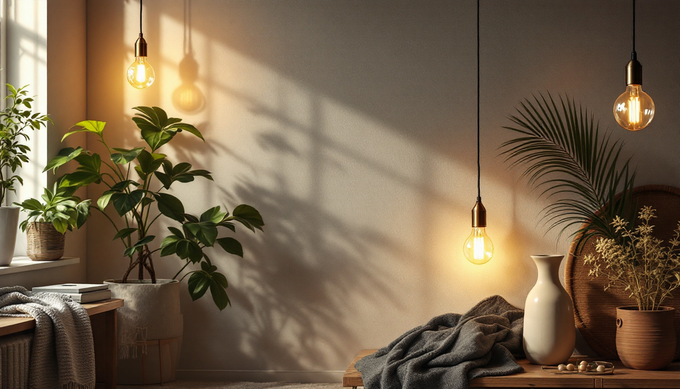 A photograph of a stylishly arranged space featuring hook hanging lights