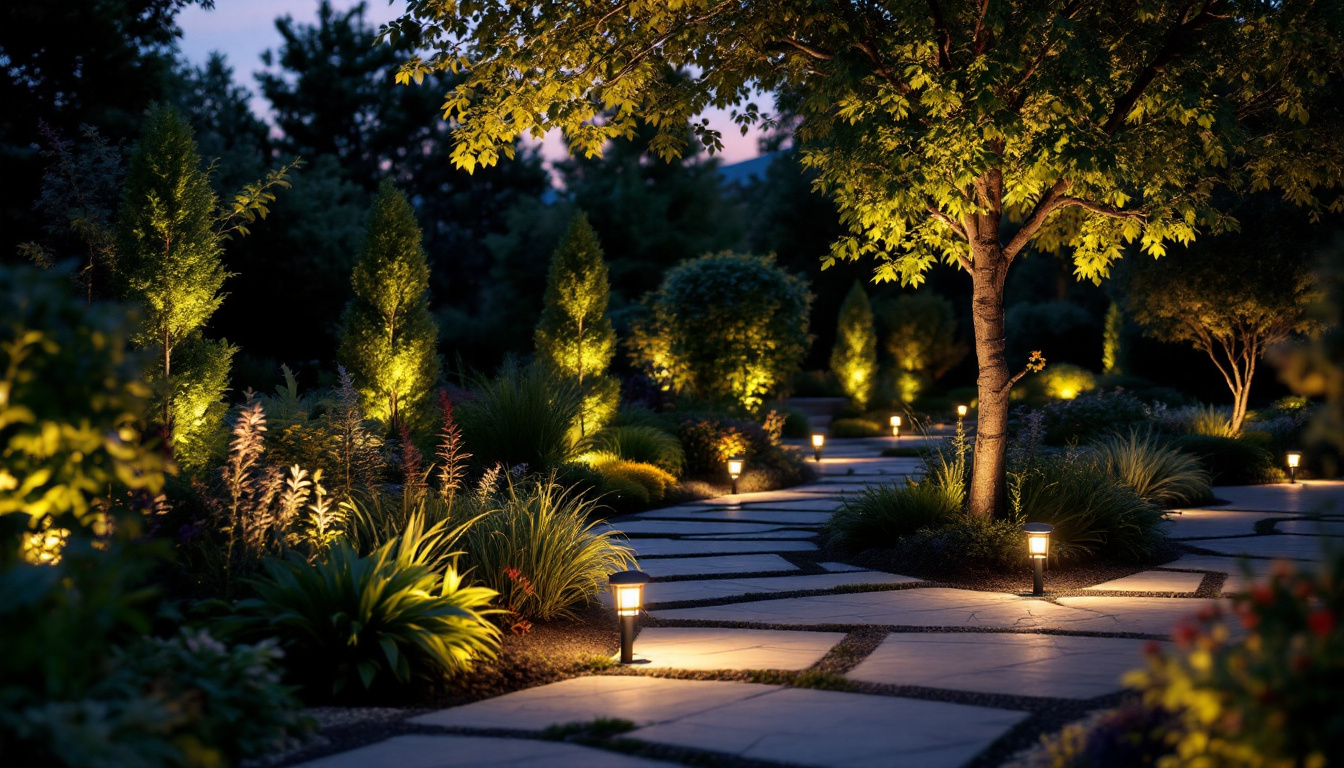 A photograph of a beautifully illuminated outdoor landscape at dusk