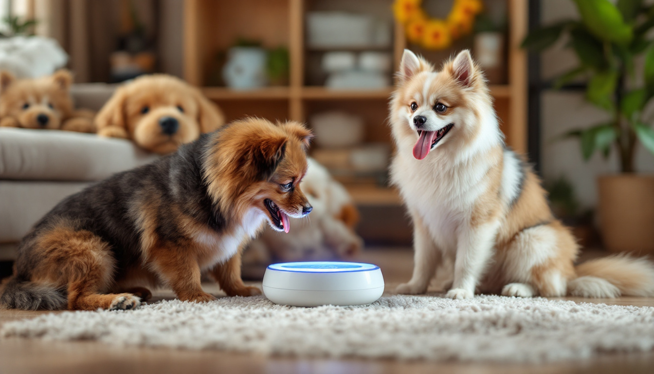 A photograph of a cozy indoor setting featuring a variety of unique and innovative pet products designed for indoor pets