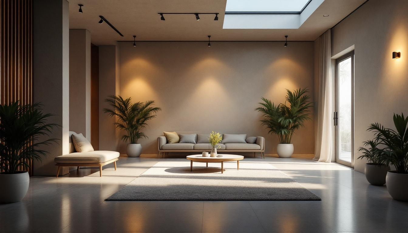A photograph of a well-lit interior space showcasing various lighting techniques