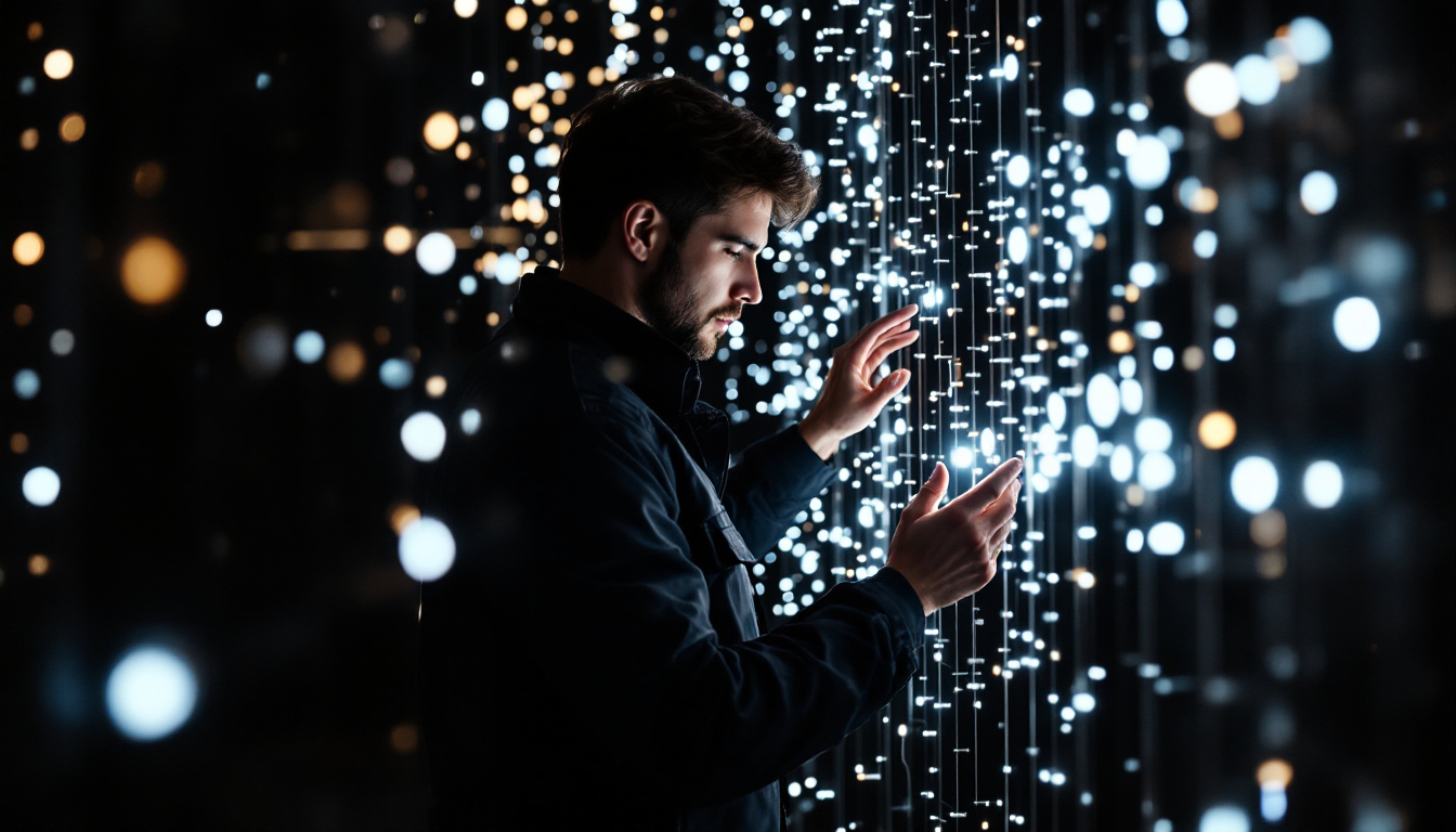 A photograph of a lighting engineer interacting with a human sensor light installation