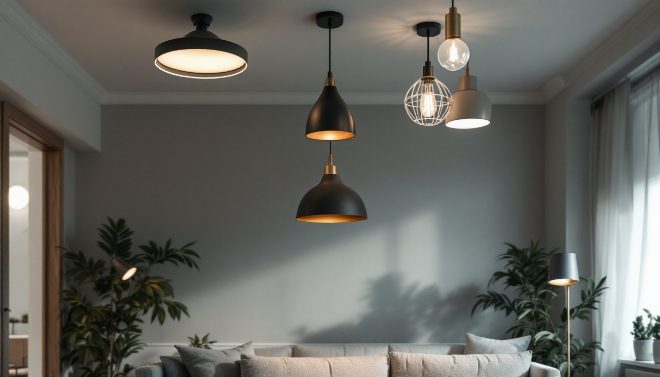 A photograph of a beautifully designed room showcasing various ceiling light fixtures in use