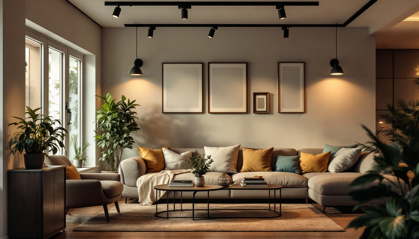 A photograph of a stylish indoor space featuring modern solar light fixtures
