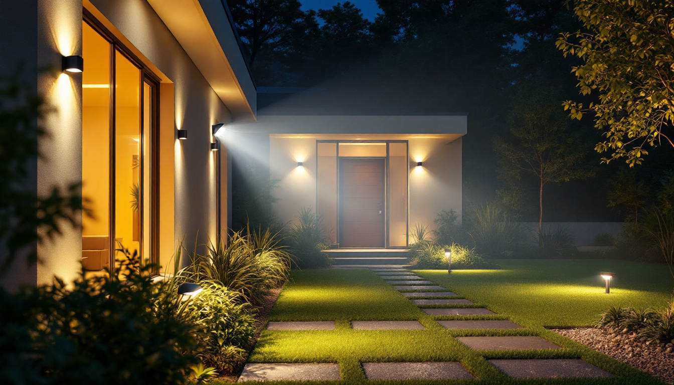 A photograph of a well-lit outdoor space showcasing rab led flood lights in action