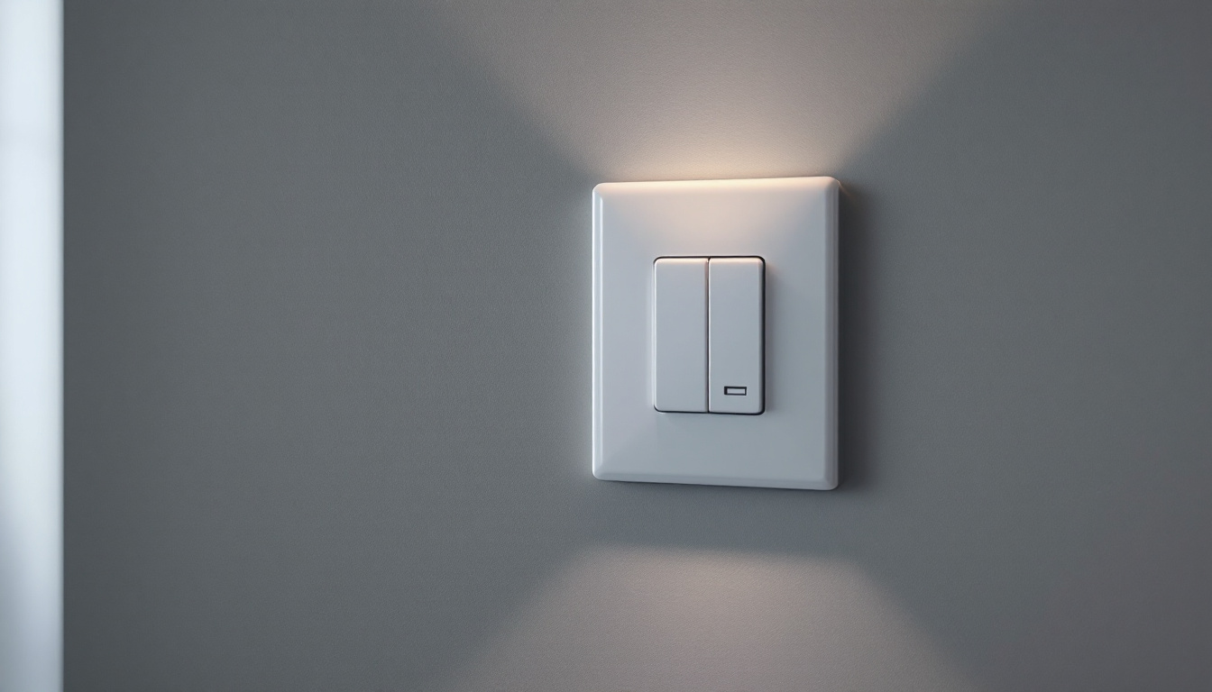 A photograph of a well-designed electrical outlet and light switch setup in a modern interior space