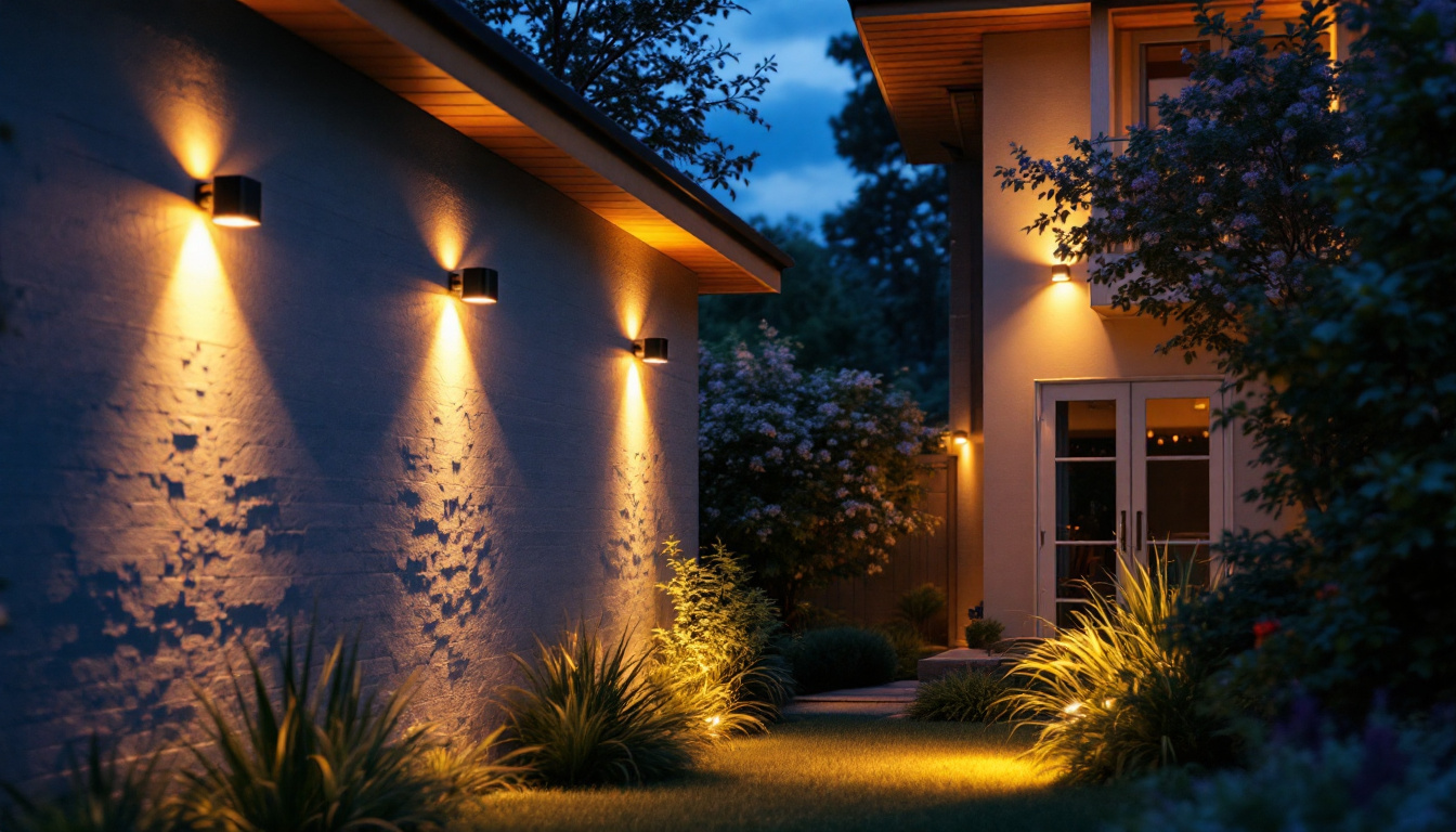 A photograph of a beautifully illuminated exterior space at dusk
