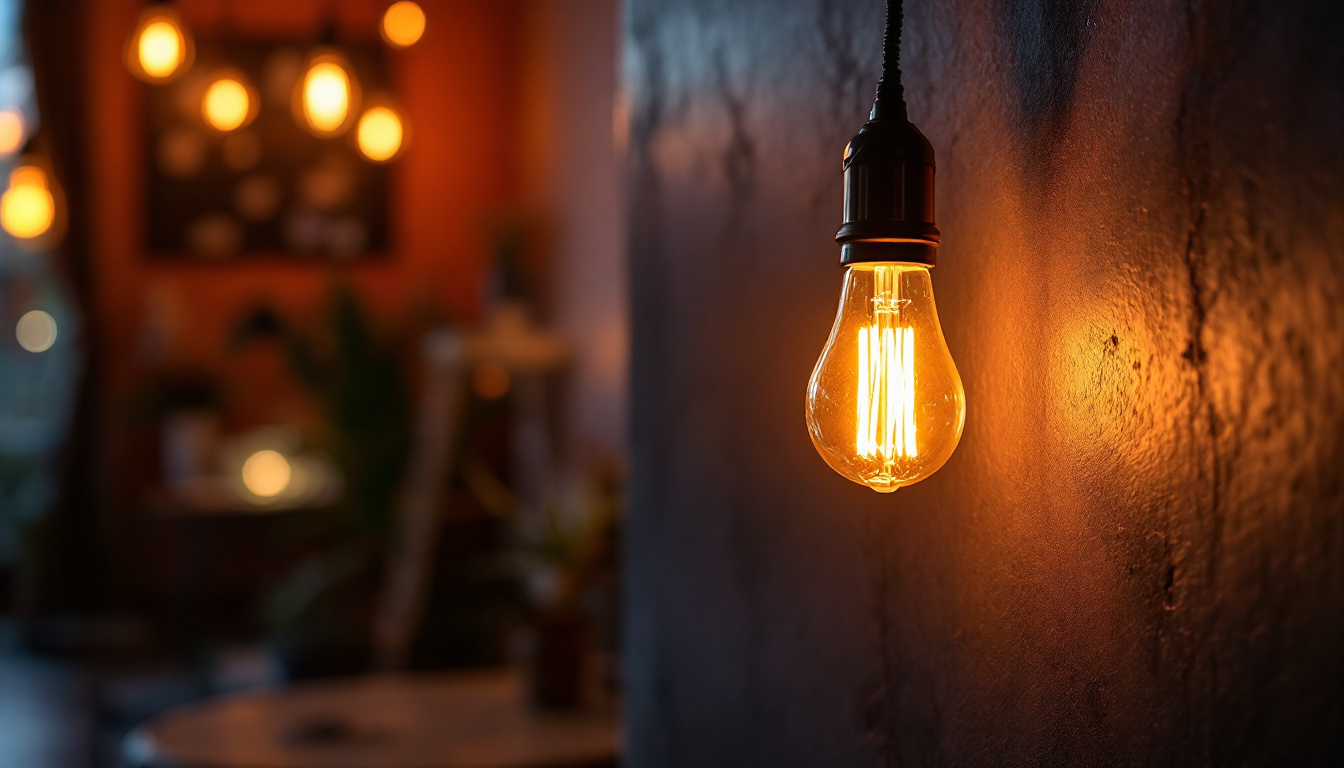 A photograph of a t5 light bulb illuminating a stylish indoor setting