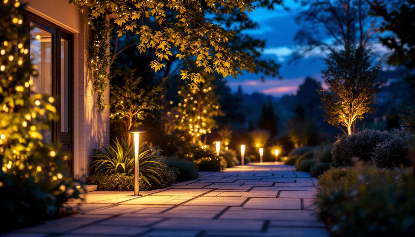 A photograph of a beautifully lit outdoor scene at dusk