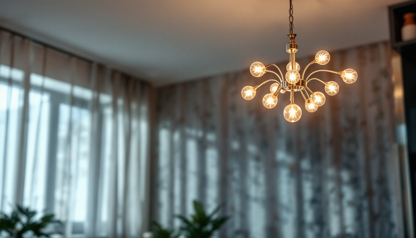 A photograph of a beautifully designed led chandelier in a well-lit room