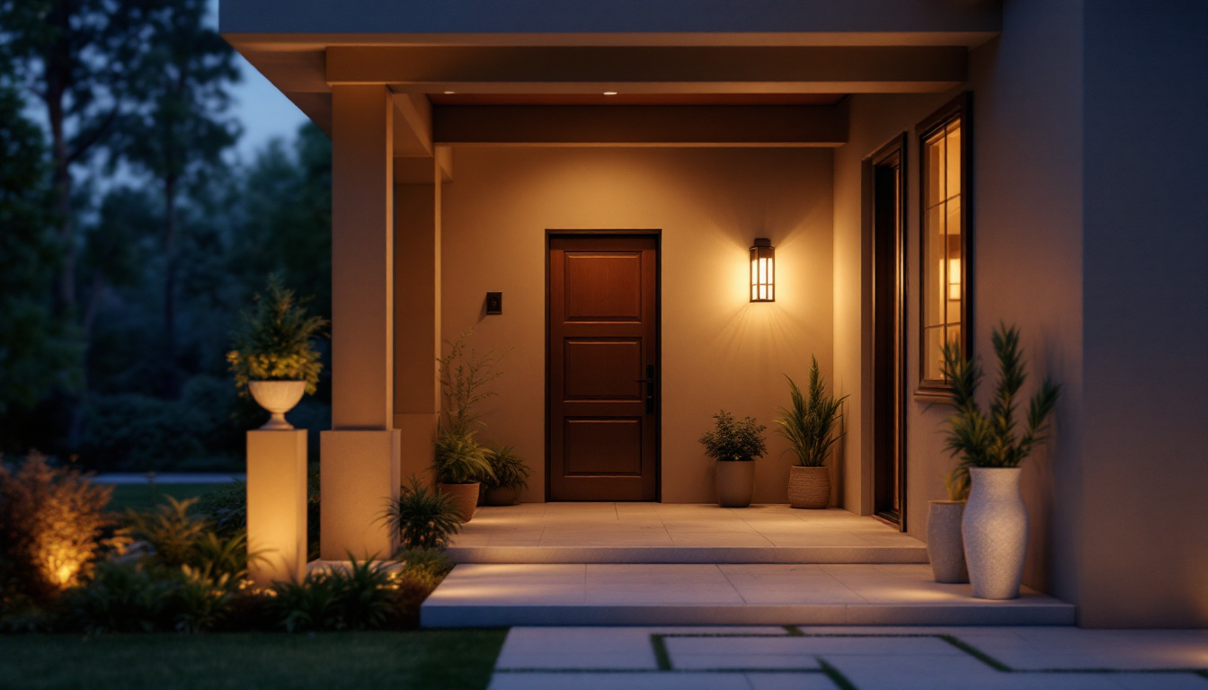 A photograph of a beautifully designed outdoor porch light fixture in an inviting entryway