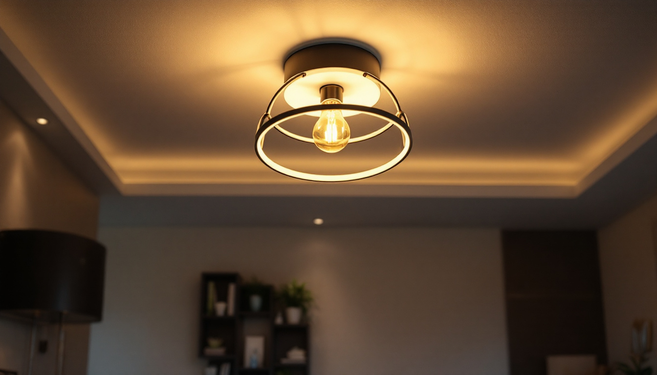 A photograph of a stylish yet affordable ceiling light fixture in a well-designed room setting