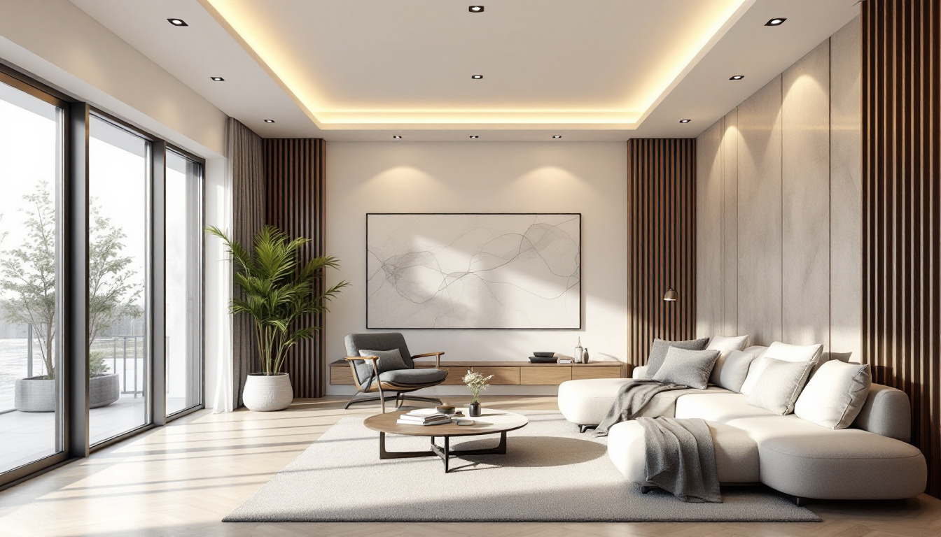 A photograph of a well-designed room featuring sleek recessed lighting installations