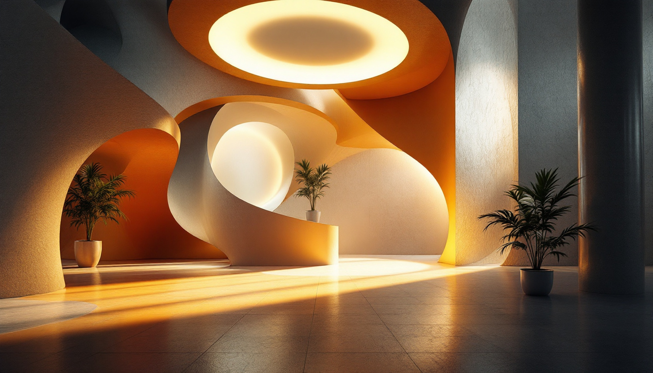 A photograph of a dynamic lighting installation featuring innovative design elements