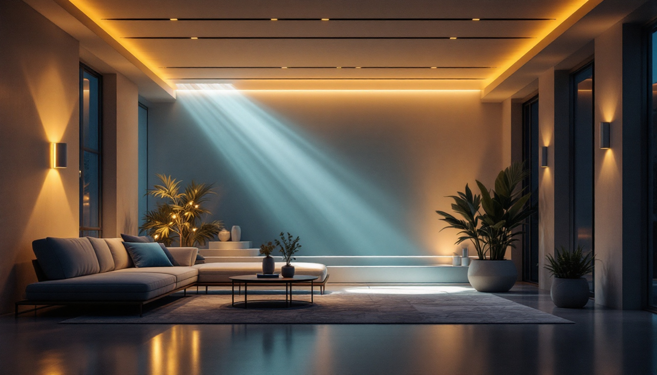 A photograph of a beautifully designed indoor or outdoor space illuminated by 50-foot led lights