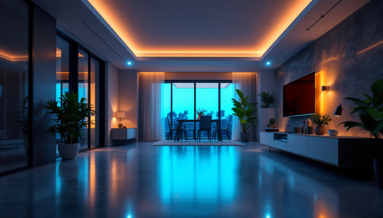 A photograph of a well-lit room featuring motion sensor recessed lighting