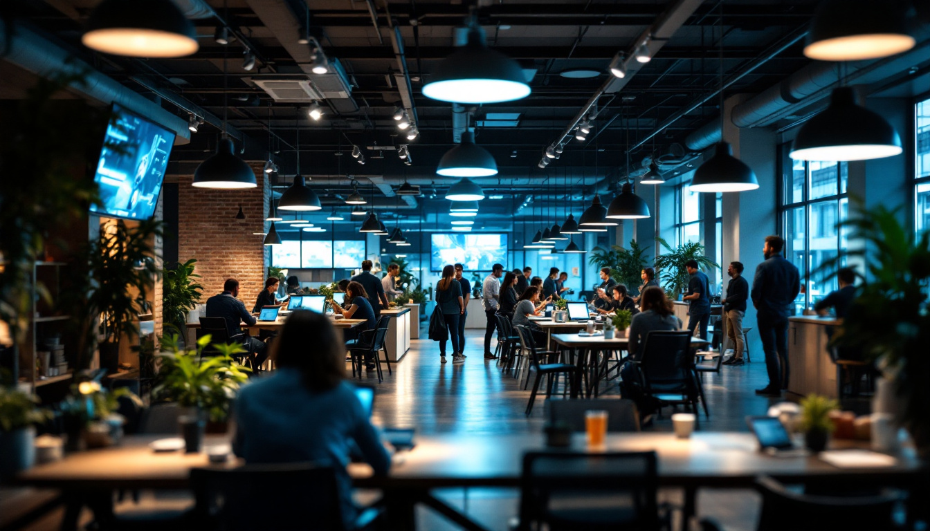A photograph of a well-lit commercial space showcasing various lighting solutions in action
