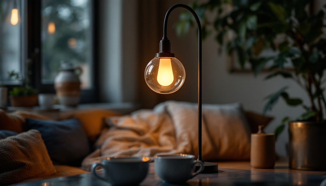 A photograph of a stylish gooseneck lamp with a glass shade