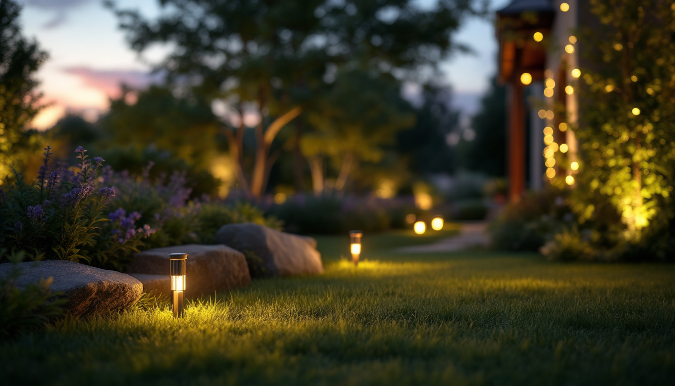A photograph of a beautifully lit outdoor landscape at twilight
