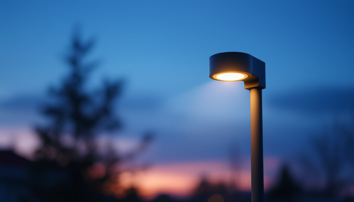 A photograph of a dusk dawn sensor light in action