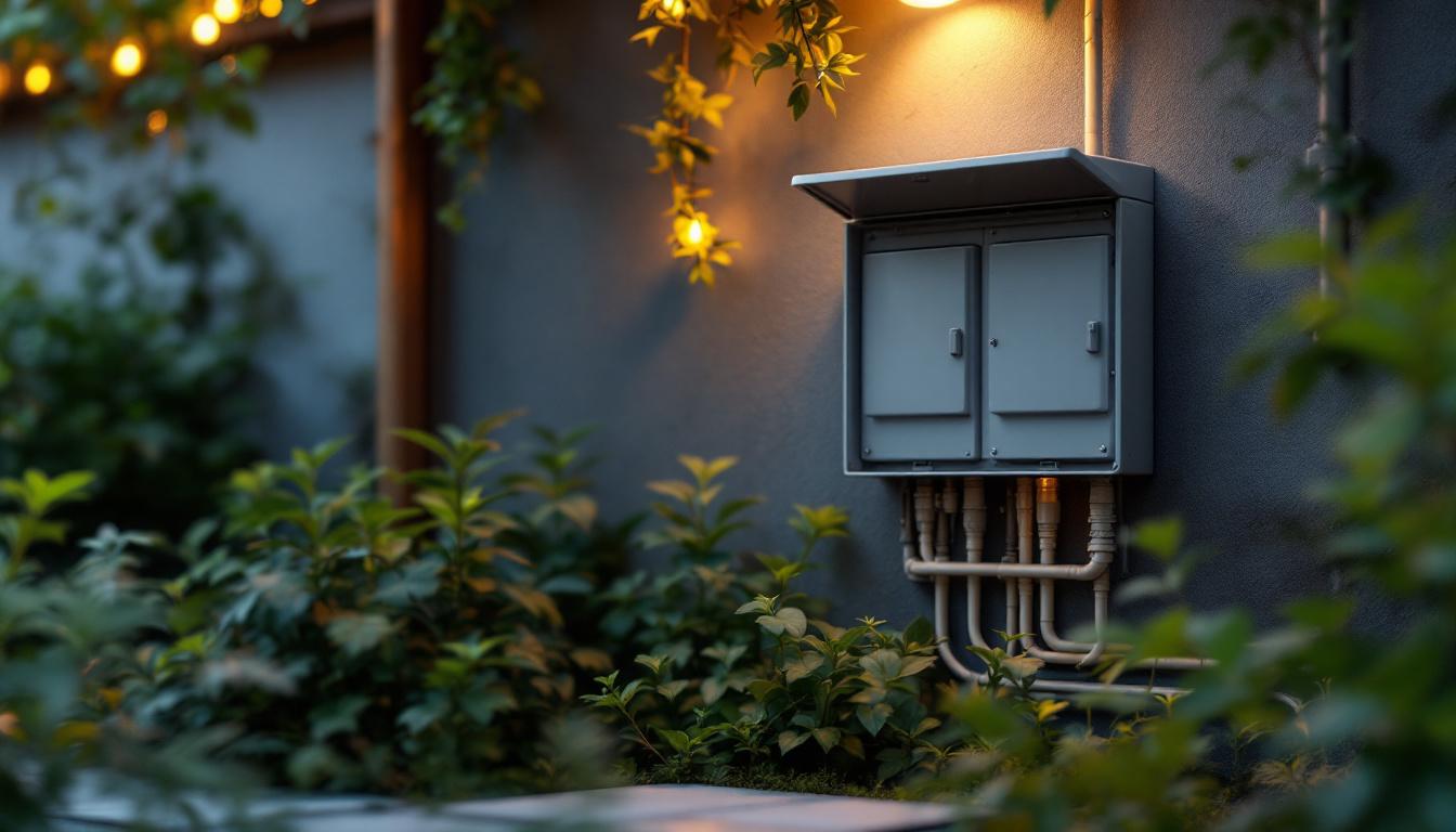 A photograph of a well-organized outdoor electrical box with its cover securely in place