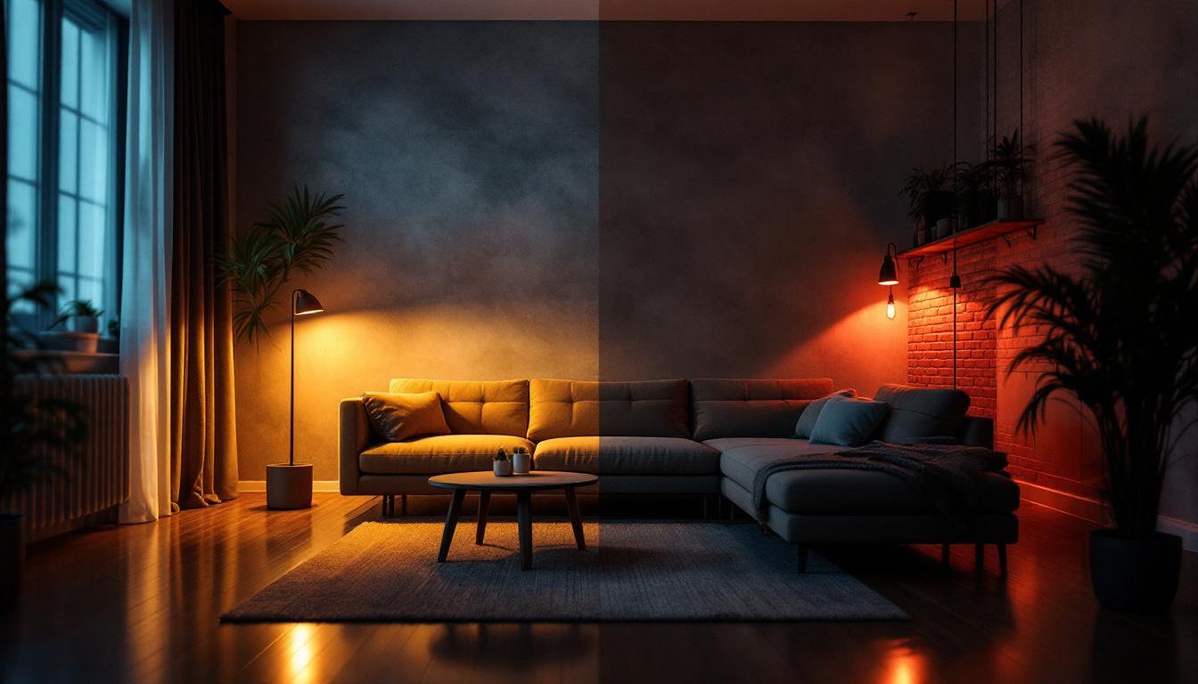 A photograph of a well-lit interior space showcasing both uplighting and downlighting in action