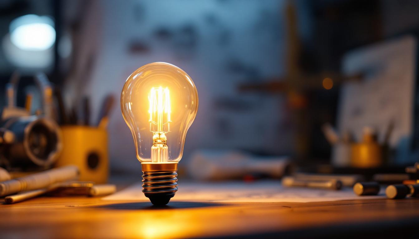 A photograph of a type s led bulb in a well-lit setting