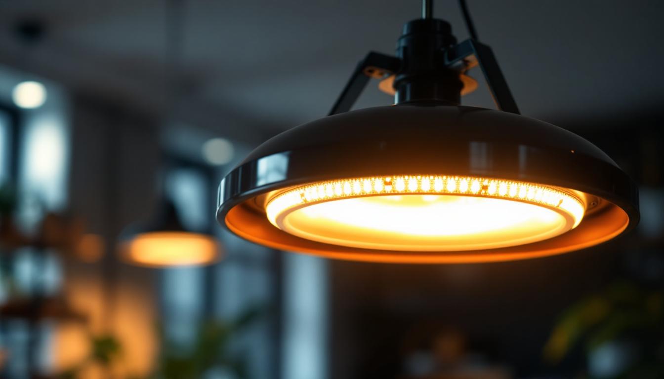 A photograph of a modern led fixture installed in a stylish interior setting