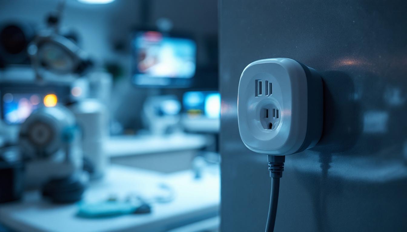 A photograph of a hospital-grade plug in use