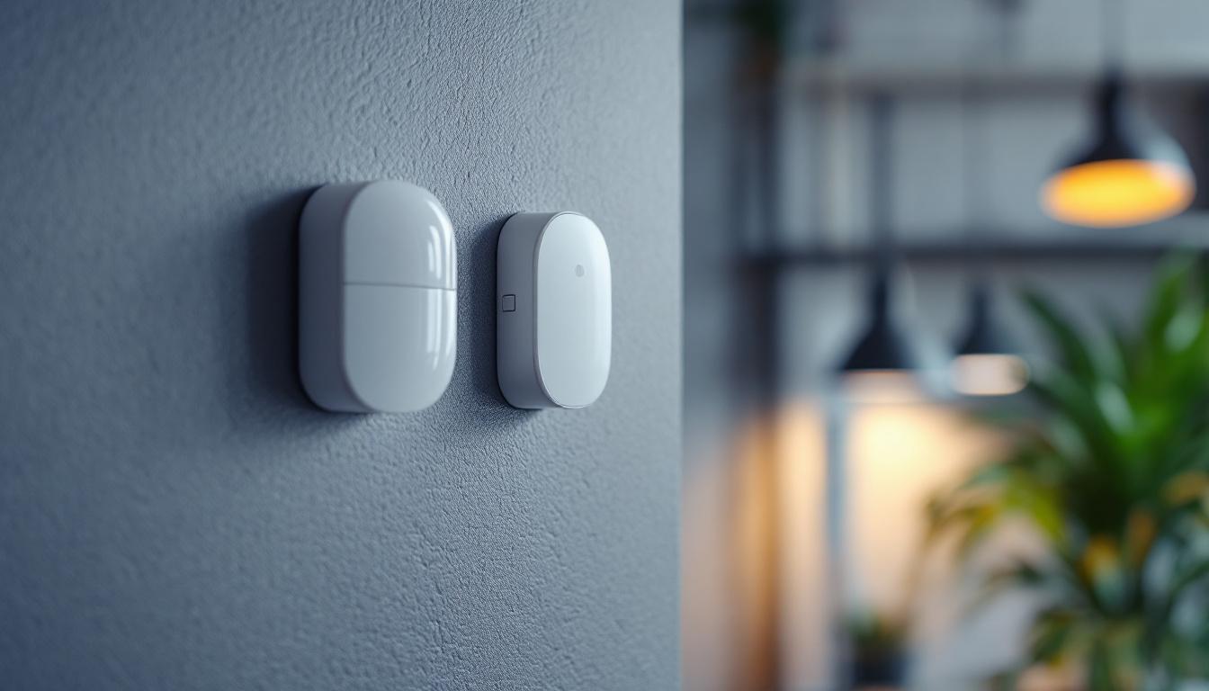 A photograph of a wall-mounted motion sensor in a well-lit room