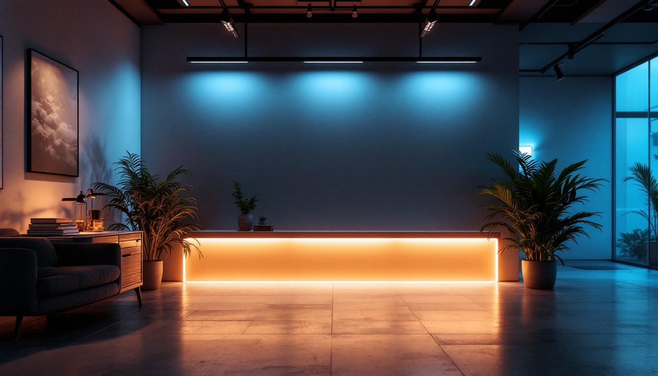 A photograph of a beautifully lit indoor space featuring an 8-foot led light installation